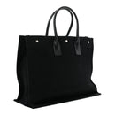 Linen Calfskin Rive Gauche Tote Black