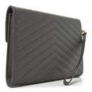 Grain De Poudre Matelasse Chevron Monogram Envelope Clutch Fog