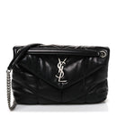 Lambskin Quilted Small Loulou Puffer Monogram Chain Satchel Black
