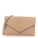 Grain De Poudre Matelasse Chevron Monogram Envelope Chain Wallet Dark Beige
