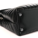 Calfskin Y Quilted Monogram Large Loulou Chain Satchel Black