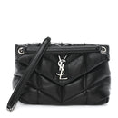 Lambskin Quilted Small Loulou Puffer Monogram Chain Satchel Black