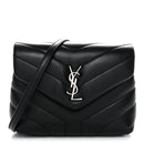 Calfskin Y Quilted Monogram Toy Loulou Crossbody Bag Black