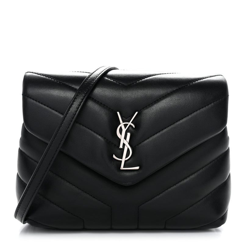 Calfskin Y Quilted Monogram Toy Loulou Crossbody Bag Black