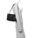 Lambskin Quilted Small Loulou Puffer Monogram Chain Satchel Black