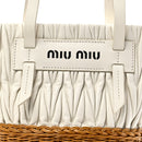 Nappa Matelasse Wicker Basket Bag White Miele