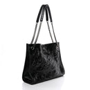 Crinkled Calfskin Matelasse Monogram Medium Niki Shopper Tote Black
