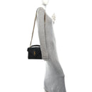 Sheepskin Matelasse Chevron Monogram Medium College Bag Black