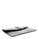 Calfskin Crocodile Embossed Uptown Monogram Pouch Black