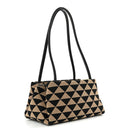 Jacquard Triangolo Symbole Embroidered Small Shoulder Bag Black Corda