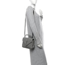 Sheepskin Matelasse Chevron Monogram Medium College Bag Granite
