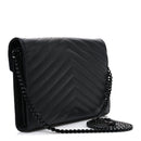 Grain De Poudre Matelasse Chevron Monogram Monochrome Envelope Chain Wallet Black