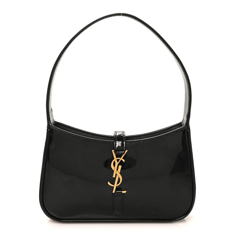 Patent Calfskin Le 5 A 7 Mini Hobo Black