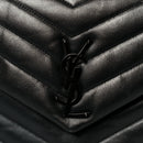 Calfskin Y Quilted Monogram Monochrome Medium Loulou Chain Satchel Black