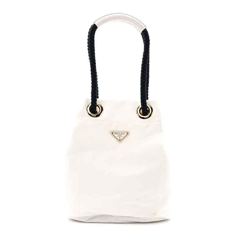 Re-Nylon Triangle Mariner Small Bucket Bag White Baltico