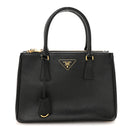 Saffiano Small Galleria Double Zip Tote Black