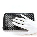 Nappa Metal Studded Zip Around Wallet Black