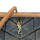 Denim Quilted Small Loulou Puffer Monogram Chain Satchel Blue Cinnamon