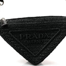 Yarn Raffia Effect Crochet Triangle Shoulder Bag Black