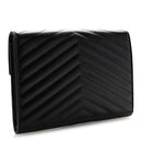 Grain De Poudre Matelasse Chevron Monogram Envelope Clutch Black