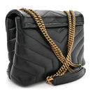 Calfskin Y Quilted Monogram Small Loulou Chain Satchel Black