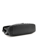 Sheepskin Matelasse Chevron Monogram Monochrome Large College Satchel Black