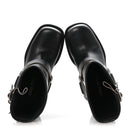 Calfskin Harness Enigneer Boots 37 Black