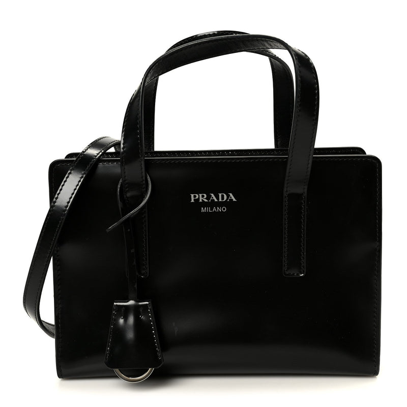 Spazzolato Mini Re-Edition 1995 Double Handle Handbag Black