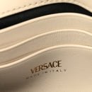 Satin Crystal Medusa Chain Clutch Beige