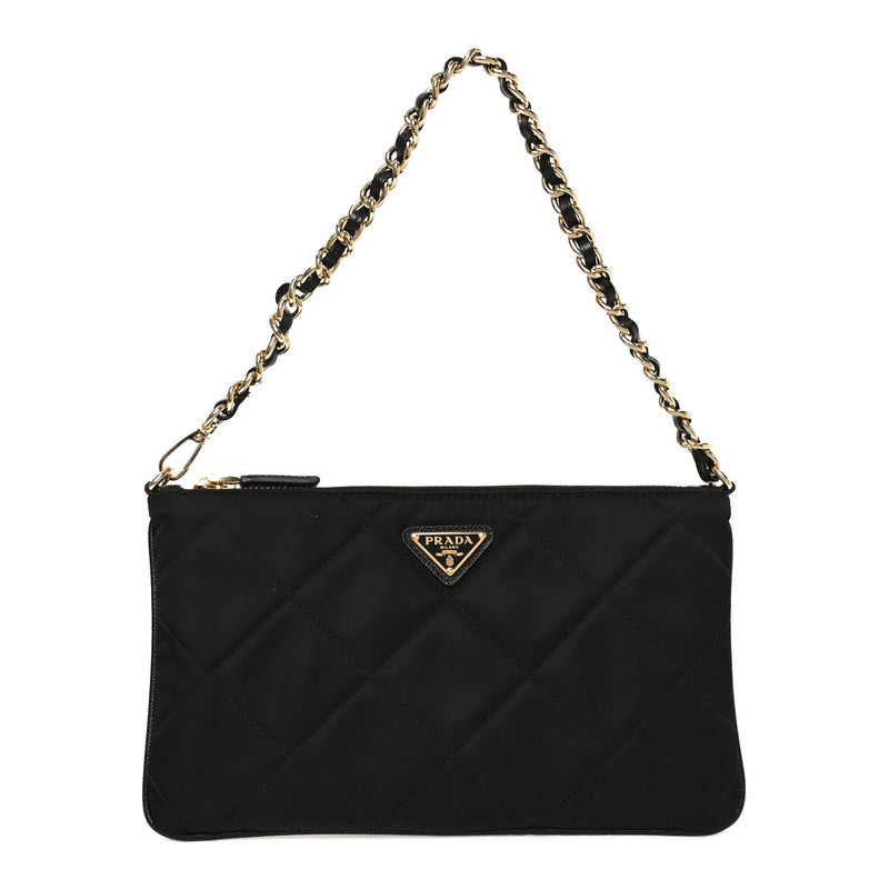 Re-Nylon Tessuto Impuntu Quilted Re-Edition 1995 Chaine Pouch Black