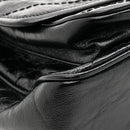 Crinkled Calfskin Matelasse Monogram Medium Niki Chain Satchel Black