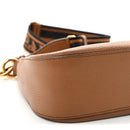 Vitello Daino Soft Zippered Hobo Shoulder Bag Caramel