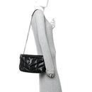 Lambskin Quilted Small Loulou Puffer Monogram Chain Satchel Black