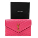 Grain De Poudre Matelasse Chevron Monogram Envelope Chain Wallet Fresh Fuchsia