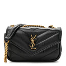 Lambskin Chevron Quilted Micro LouLou Black