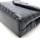 Calfskin Y Quilted Monogram Small Loulou Chain Satchel Black