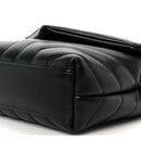 Calfskin Y Quilted Monogram Monochrome Toy Loulou Crossbody Bag Black