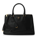 Saffiano Medium Galleria Double Zip Tote Black