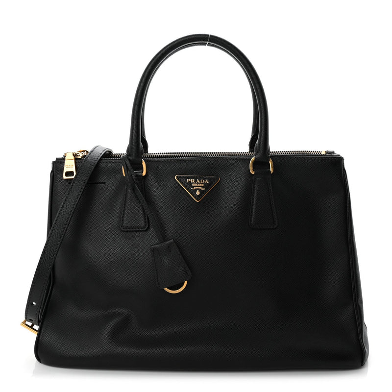 Saffiano Medium Galleria Double Zip Tote Black