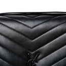 Calfskin Y Quilted Monogram Monochrome Large Loulou Chain Satchel Black