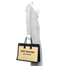 Raffia Linen Calfskin Rive Gauche Tote Naturale Black