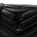 Calfskin Y Quilted Monogram Monochrome Toy Loulou Crossbody Bag Black