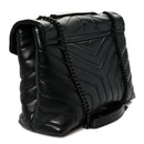 Calfskin Y Quilted Monogram Monochrome Medium Loulou Chain Satchel Black