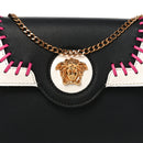 Calfskin Medusa Whipstitch Envelope Clutch Black White
