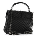 Sheepskin Matelasse Chevron Monogram Medium College Bag Black