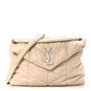 Lambskin Quilted Medium Loulou Puffer Monogram Chain Satchel Crema Soft