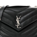 Calfskin Y Quilted Monogram Small Loulou Chain Satchel Black