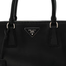City Calf Hand Stitched Large Galleria Double Zip Tote Black