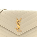 Grain De Poudre Matelasse Chevron Monogram Envelope Chain Wallet Crema Soft