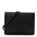 Grained Calfskin Embossed Medusa Flap Bag Black